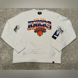 New York Knicks Sweatshirt Mens Medium White '47 Brand NBA Basketball Gym Retro